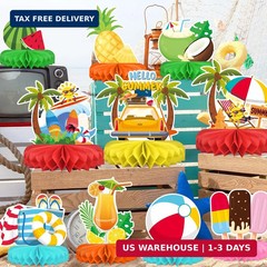 Beach Party Decorations Kit – Beach Themed Honeycomb Centerpieces and Table Deco