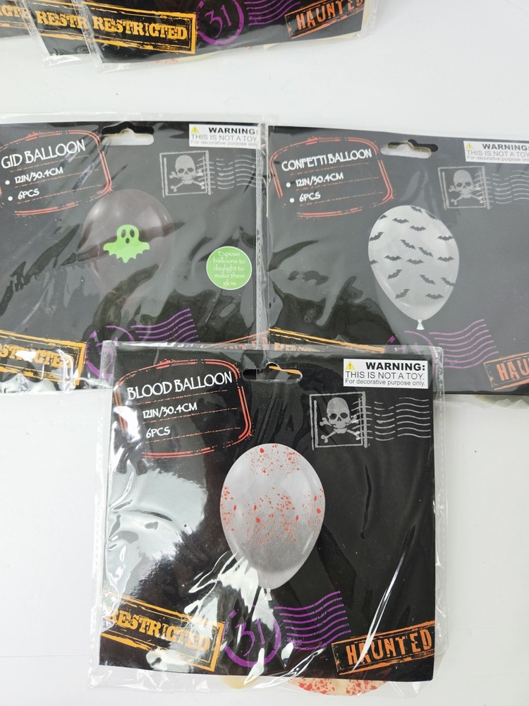 Halloween Balloon Lot Horror Haunted Party blood 12″ 6pcs x 9 NEW
