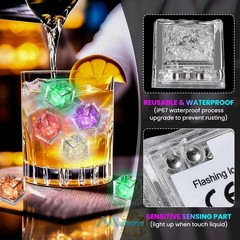 12~60Pcs Light up Ice Cubes for Drinks – Multi Color Fast Flashing Led Ice Cubes