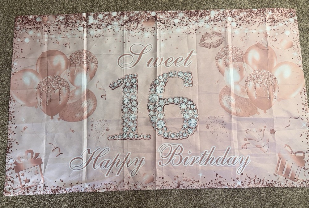 Stylish Rose Gold 16th Birthday Banner – Perfect Backdrop for Celebrating Girls