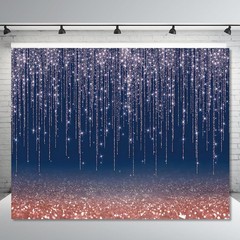 Navy Blue Glitter Backdrop 12x10ft Rose Gold and Blue Background for Photography