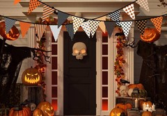 Fabric Pennant Banner for Halloween Outdoor Indoor Decorations, orange2