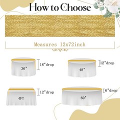 2 Pack Gold Sequin Table Runner 12″ x 72″, Glitter Sparkle Sequin Runners for