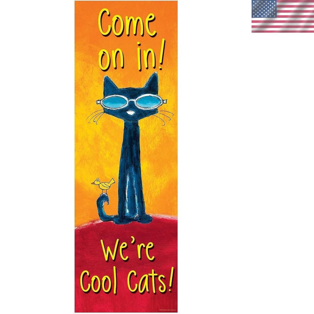 Lightweight 48″x16″ Pete the Cat Banner for Welcoming Students Enthusiastically