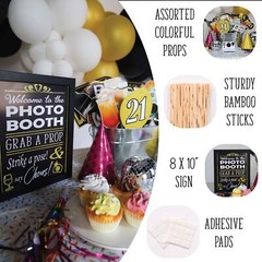 21st Birthday Photo Booth Props 41-pc Kit 8×10-Inch Sign Photo Booth Props