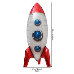 2Pcs 4D Rocket Design Balloons Set, Red Large Rocket Balloon, Outer Space Foi…