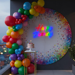 Happy Birthday Neon Sign for Backdrop, LED Happy Birthday Light up Sign, USB Pow