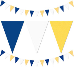 Navy Blue White Gold Party-Decorations – 2Pack Paper Pennant Triangle Flags Bann
