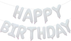 Hot Pink Happy Birthday Balloons Banner, 16 Inch Mylar Foil Letters Balloon Sign