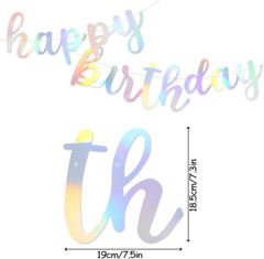 Holographic Happy Birthday Banner,Pre Strung Iridescent Birthday Party Decoratio