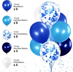 Blue Birthday Party Decorations Balloons Banner Curtain Pom Poms Banner Gifts