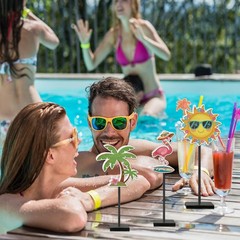 3 Pcs Summer Wooden Tabletop Decor – Flamingo, Palm Tree & Sun Beach Table Ce…