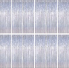2 Pack Tinsel Backdrop, Birthday Silver Party Streamer Fringe Curtains Foil