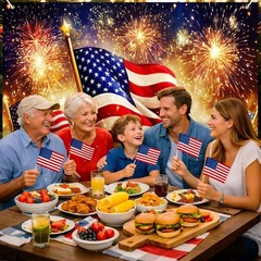 4th of July Backdrop American Flag Fireworks Patriotic Party Decorations 8x6ft