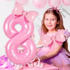 Pink 1 Balloon Number Birthday Decorations for Girls, 40 inches,