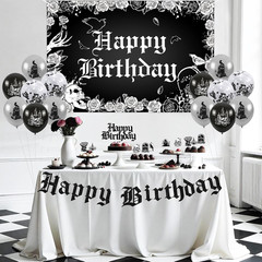 Gothic Birthday Decorations, Skull Theme Happy Birthday Backdrop Cake Topper …