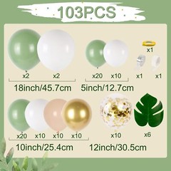 125PCS Sage Green Baby Shower Decorations – Retro and Gold Balloons…