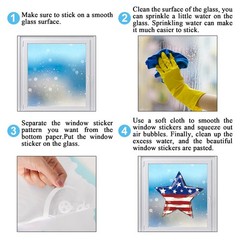 9 Sheets Patriotic Window Clings Watercolor Red White Blue Star Heart Window Sti