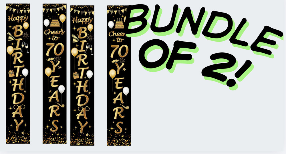 BUNDLE OF 2= 4 Pieces 70th Birthday Party Decorations Cheers 70 x 12 inches,