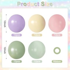 Balloons, 60Pcs 12 Inch Pastel Balloons Include Sage Purple Green Pink Yellow