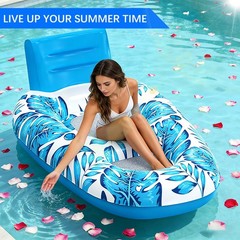 Best Inflatable Swimming Pool raft Lounge Chair, Floating Water Chair with Cup