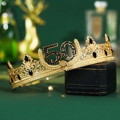 TITIKADI Gold Crown and Sash Size: 2 inche，Sash size： 35.4inch,