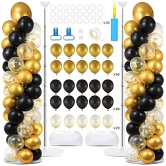 Adjustable Black Gold Confetti Balloon Stand Set for Parties