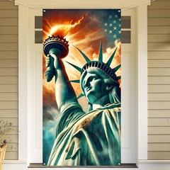 Patriotic American Flag Door Cover 71 x 35 inches, Red White and Blue