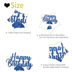 Happy Birthday Table Centerpiece, Dark Blue Glitter Birthday Party Paper Free