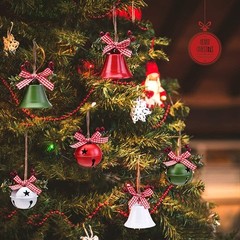 Cute Christmas Bells with Holly Tree Ornaments Hanging Party Decor 6x