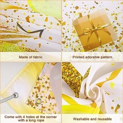 Happy Birthday Decorations Backdrop Banner for Men Women Boys White and Gold