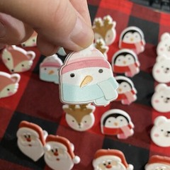 Christmas Cupcake Topper Rings 24 pc Cake Decoration Bear Santa Deer Fox Penguin