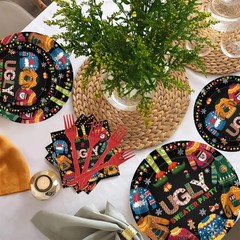 Christmas Ugly Sweater Disposable Tableware Set (Plates, Napkins, Forks)