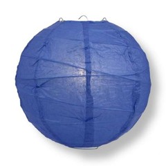 12″ Dark Blue Round Paper Lantern, Crisscross Ribbing, Hanging Decoration
