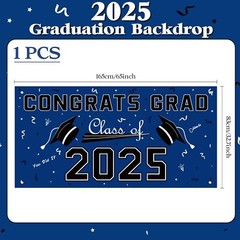 Graduation Decorations 2025 Blue Polyester Graduation Backdrop Party Decorations