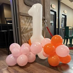 2Pcs One Balloon Set, 40inch Large Nylon Number 1 Balloon and 26inch White