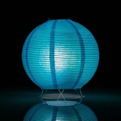 Turquoise Blue Round Centerpiece Candle Lantern w/ Fine Lines (Lantern Only)