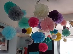 Tissue Paper Pom Poms – Choose from 3 Sizes 6″ – 14″ – 12 Colours