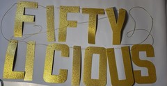 50th Birthday Gold Black Hanging Table Decorations Cake Toppers Set for Adults