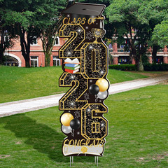 4 PCS Black Gold Graduation Yard Signs Class of 2026 | Black Gold 4 PCS, 6 Stake
