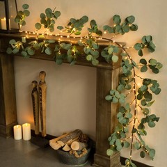 Lighted Eucalyptus Garland Battery Operated with Timer – 6.56Ft 96 Artificial…