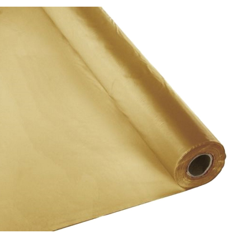 40″x150 ft Heavy Duty Banquet Roll Plastic Table Cloth – Metalic Gold