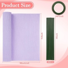 27 PCS Crepe Paper Roll Kit – 6 Rolls Crepe Paper Sheets with Floral Tape and 20