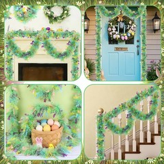 KIMOBER Easter Tinsel Green Yellow Blue, Green;white;yellow;pink;blue
