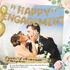Pre Strung Happy Engagement Banner Glitter Engagement Party Decorations for Cong