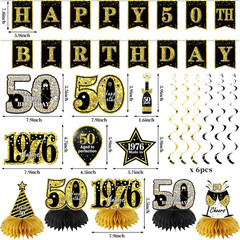 50Th Birthday Decorations for Men Women, 21Pcs the Year 1976 Banner Balloon Part