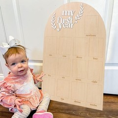 Baby 1st Birthday Party Decorations, Monthly Photo Board Wooden Arch Newborn