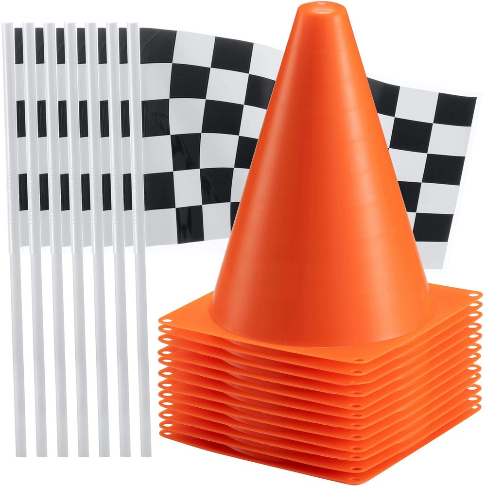 Race Car Birthday Party Decorations – (36 Pcs) 12 – 8-Inch Orange Mini Cones …