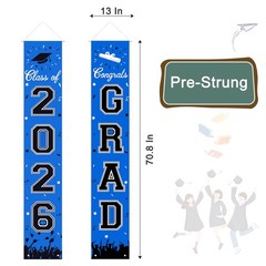 2026 Graduation Decorations, 70.8 inches x 13 inches, Blue and Black