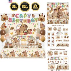 212pcs Capybara Birthday Decorations-Serves 25, All-in-one Capybara Party Dec…